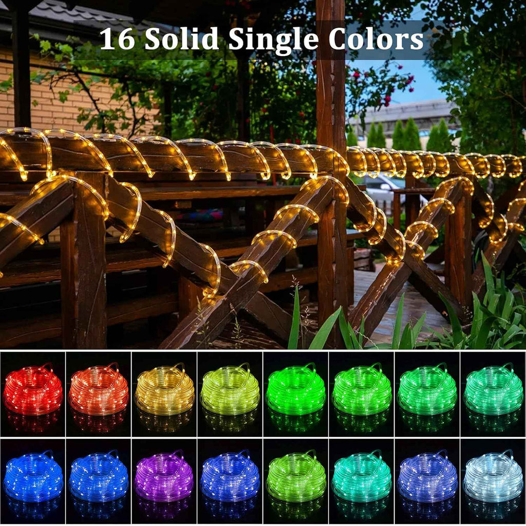 33FT 100 LED Rope Lights for Outside, 16 Colors Waterproof String Lights with Plug & Remote, Multicolor Twinkle Fairy Tube Lights for Indoor & Outside Camping Garden Patio Party Christmas Décor