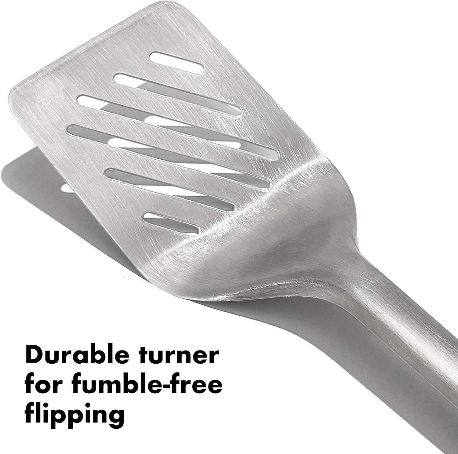 OXO Outdoor Grilling Turner and Tongs Set | Grilling Spatula and Tongs, Beveled Head Slides Under Food, Non-Slip Grip, Hanging Ring, Ideal for Grilling & BBQ