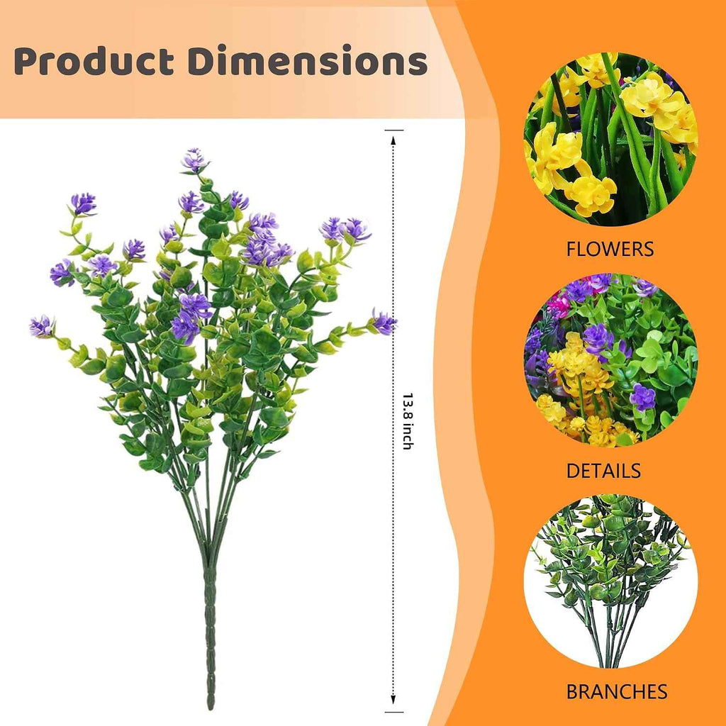 24 Bundles Artificial Fake Flowers Outdoor, UV Resistant No Fade Boxwood Faux Plastic Shrubs Greenery Plants for Garden Patio Porch Window Box Home Indoor Wedding Farmhouse Hanging Planter Décor