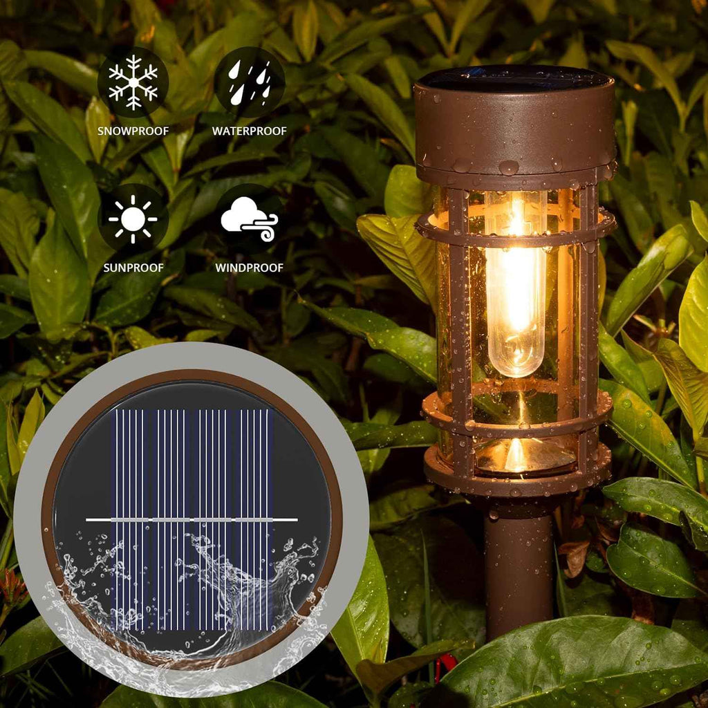 ILANCK Solar Pathway Lights Outdoor Solar Lights 8 Pack Metal & Glass Design - Waterproof Auto On/Off Bright Long-Lasting Garden Landscape Lighting Walkway Driveway