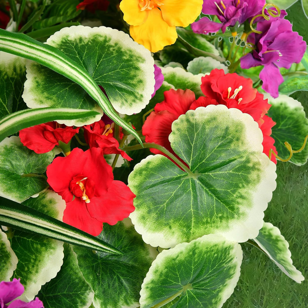 Artificial Plants Outdoor Greenery Stems, 14PCS Faux Greenery Bushes UV Resistant Plastic Shrubs with Real Touch Flexible Leaves, Fake Plants for Planter Garden Patio Porch Window Box Fence Yard Decor