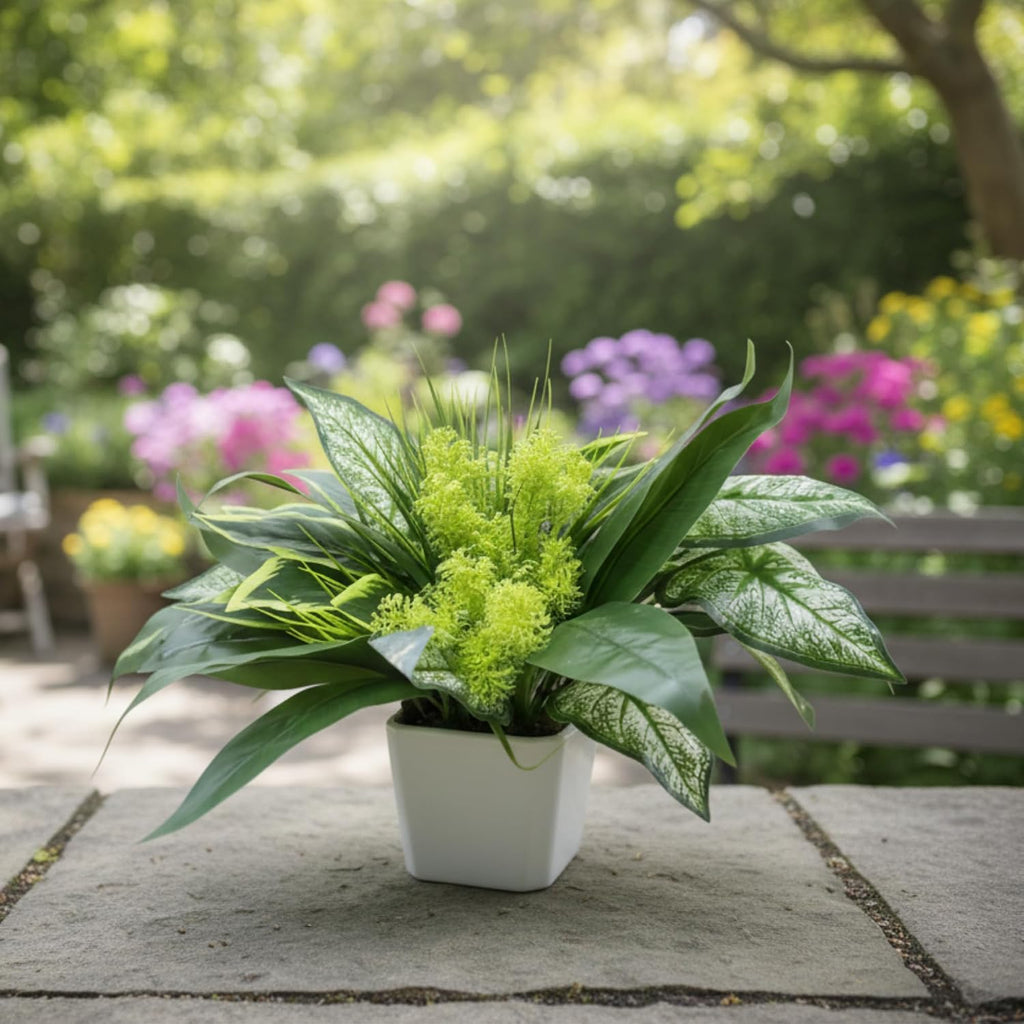 Trivon 18 Bundles Artificial Plants Outdoor, Fake Outdoor Plant Bushes with UV Resistant Greenery, Faux Leaves Stems, Realistic Decorative for Patio Garden, Yard, Porch & Fake Green