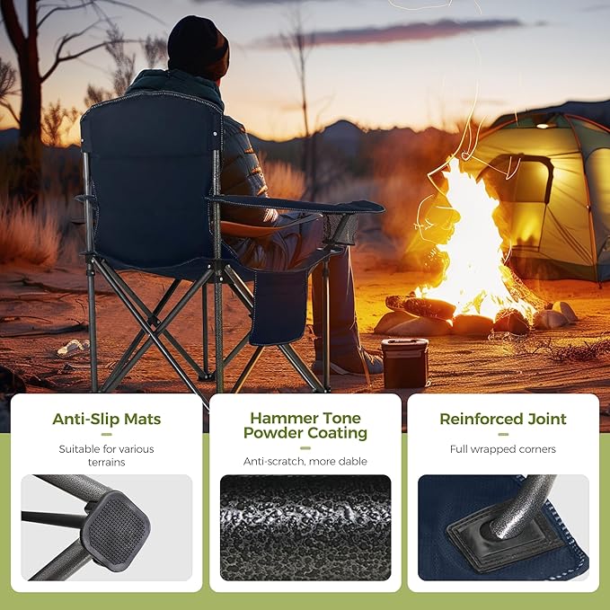 ALPHA CAMP Heavy Duty Camping Chair 500LBS Capacity, Oversized Folding Chair - Image 8
