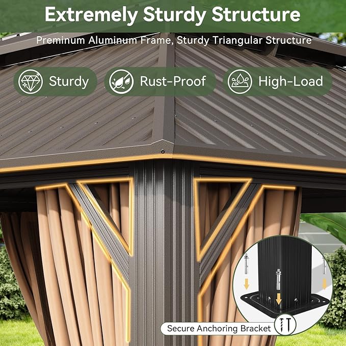 Aoxun 20x12 Gazebo Outdoor Hardtop Gazebo - Image 5
