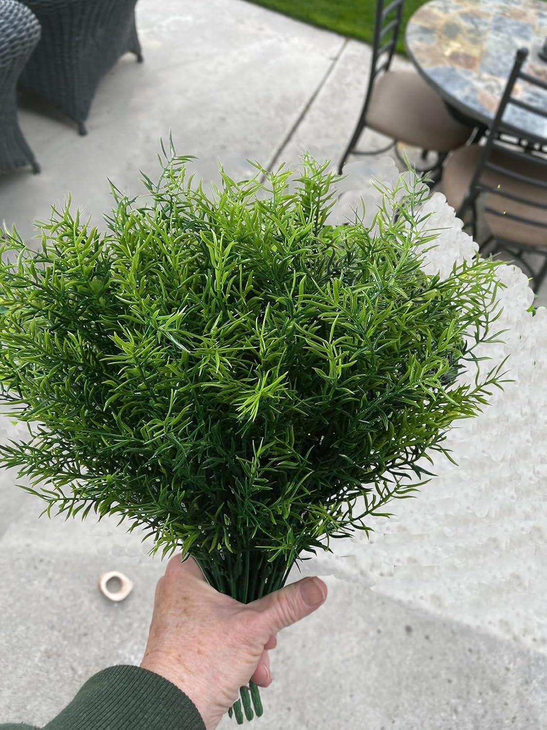 Toprooms Outdoor Faux Plants Greenery Artificial Flowers Fake Boxwood Shrubs UV Resistant Plastic Plant for Farmhouse Garden Porch Patio Indoor Wedding Decoration (1#Outdoor Greenery, 12 Pcs)