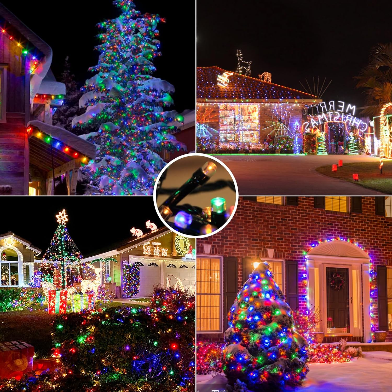JTSIOV 65ft/20M Christmas Tree Lights, 8 Modes Outdoor Fairy Lights, Waterproof Outdoor String Lights Mains Powered for Bedroom, Garden, Party, Wedding, Christmas Decoration