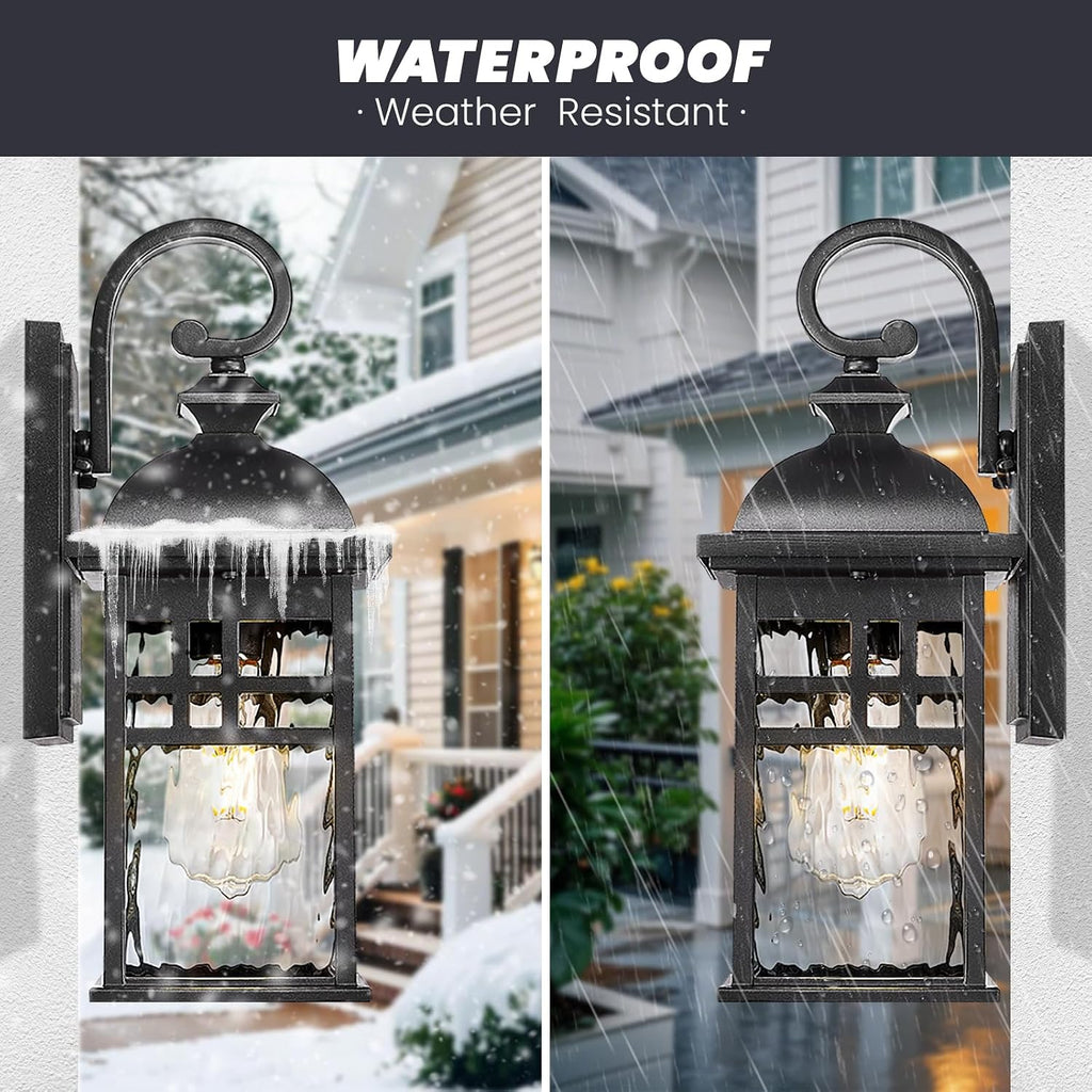 Outdoor Wall Lights Black Outdoor Porch Lights wall Mount | Waterproof, Anti-Rust Outdoor Wall Sconce for House Garage Porch, 15 Inch Height , E26 Socket
