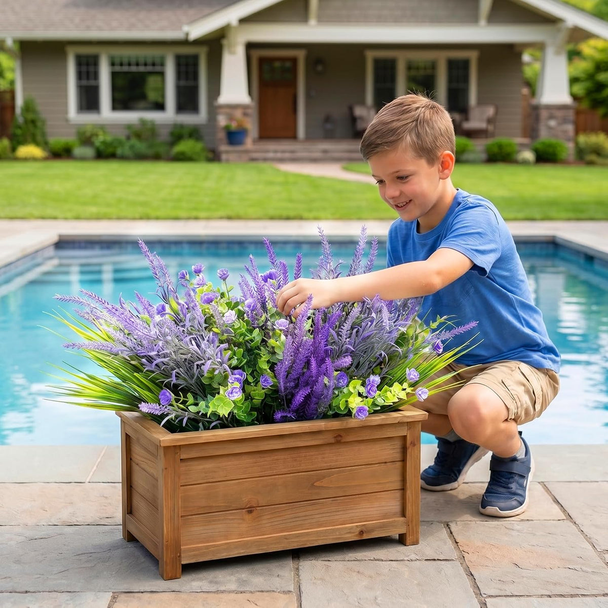 LUNETH 18PCS Artificial Plants for Outdoor Decor Fake Plants Realistic Faux Greenery & Flowers Fake Plastic Leaves with Stems Artificial Outdoor Bushes for Garden Porch and Patio UV Resistant