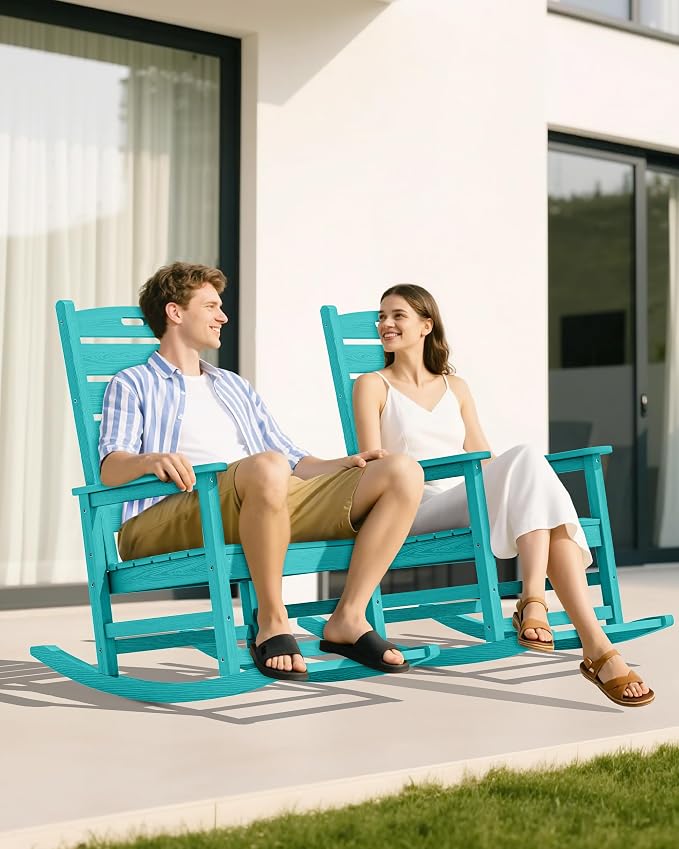 SERWALL Outdoor Rocking Chair Set of 2, Oversized Rocking Chair - Image 8