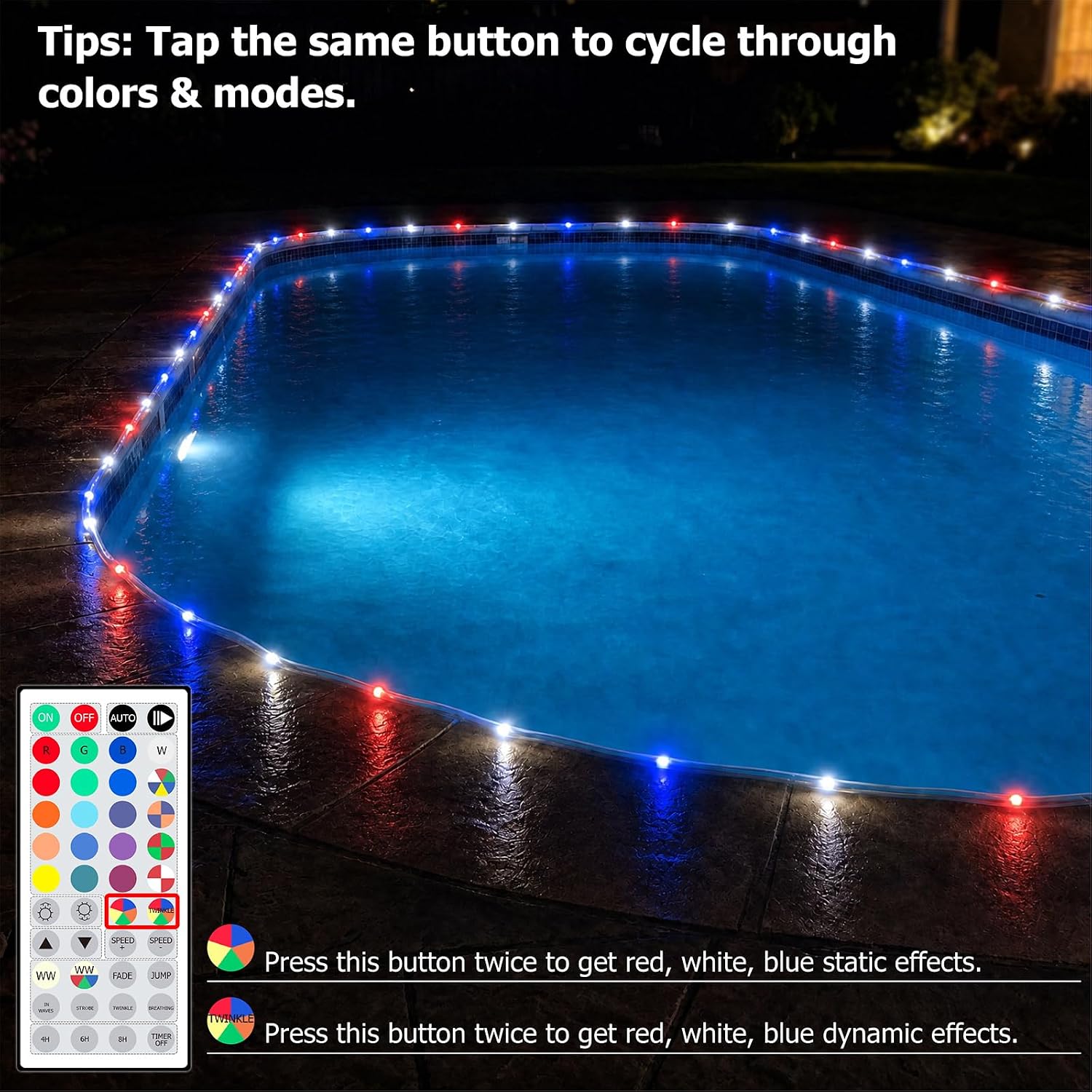 50ft Outdoor LED Rope Lights, IP68 Waterproof 25 Color Changing String Lights with 149 Modes, Warm White&RGB Twinkle Fairy Tube Light for Christmas Indoor Outside Railing, Balcony, Patio Decor