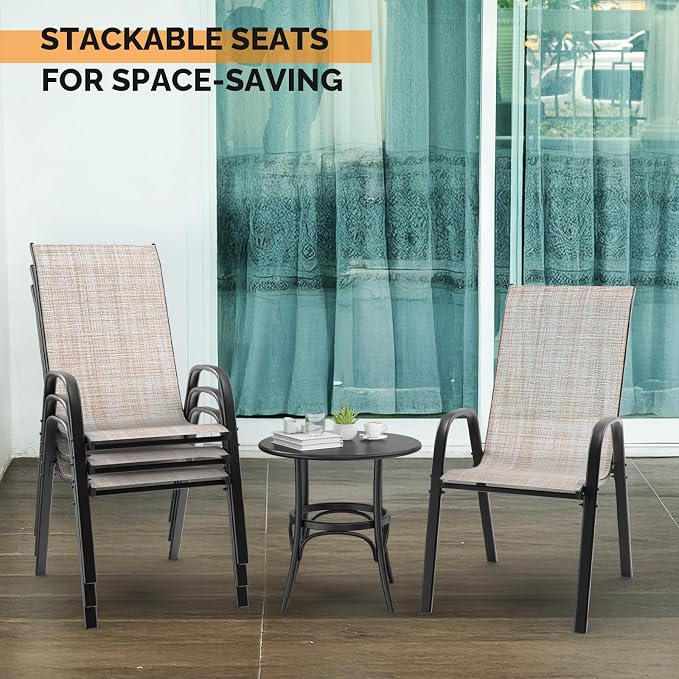 VINGLI Patio Chairs Set of 2 – Stackable Outdoor Dining Chairs - Image 7