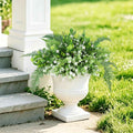 RECUTMS Faux Fern Flowers Plants Set for Outdoors 11 Bundles UV Resistant | Fake Fern,Eucalyptus Shrub with Rose&Berry Bunches for Home Patio Garden Window Box Front Door Porch Yard Planter Decor White