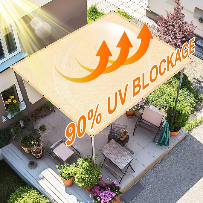 Artpuch 90% Sun Shade Cloth, 10 x 10 FT Pergola Shade Cover Canopy - Image 3