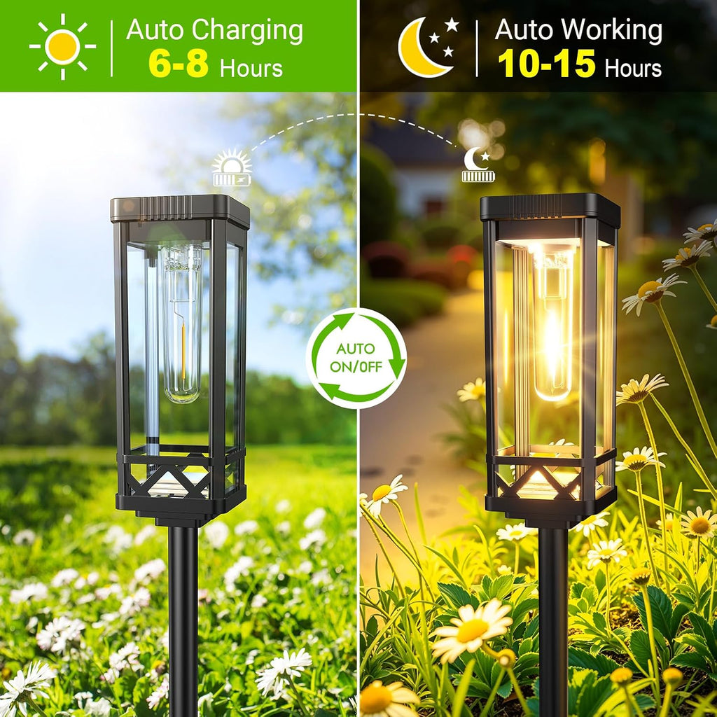KOOPER Taller Solar Pathway Lights Outdoor, 8 Pack Upgraded Brighter Solar Garden Lights Solar Powered, Up to 15 Hours Outdoor Solar Lights for Yard Landscape Walkway Driveway Sidewalk (Warm White)