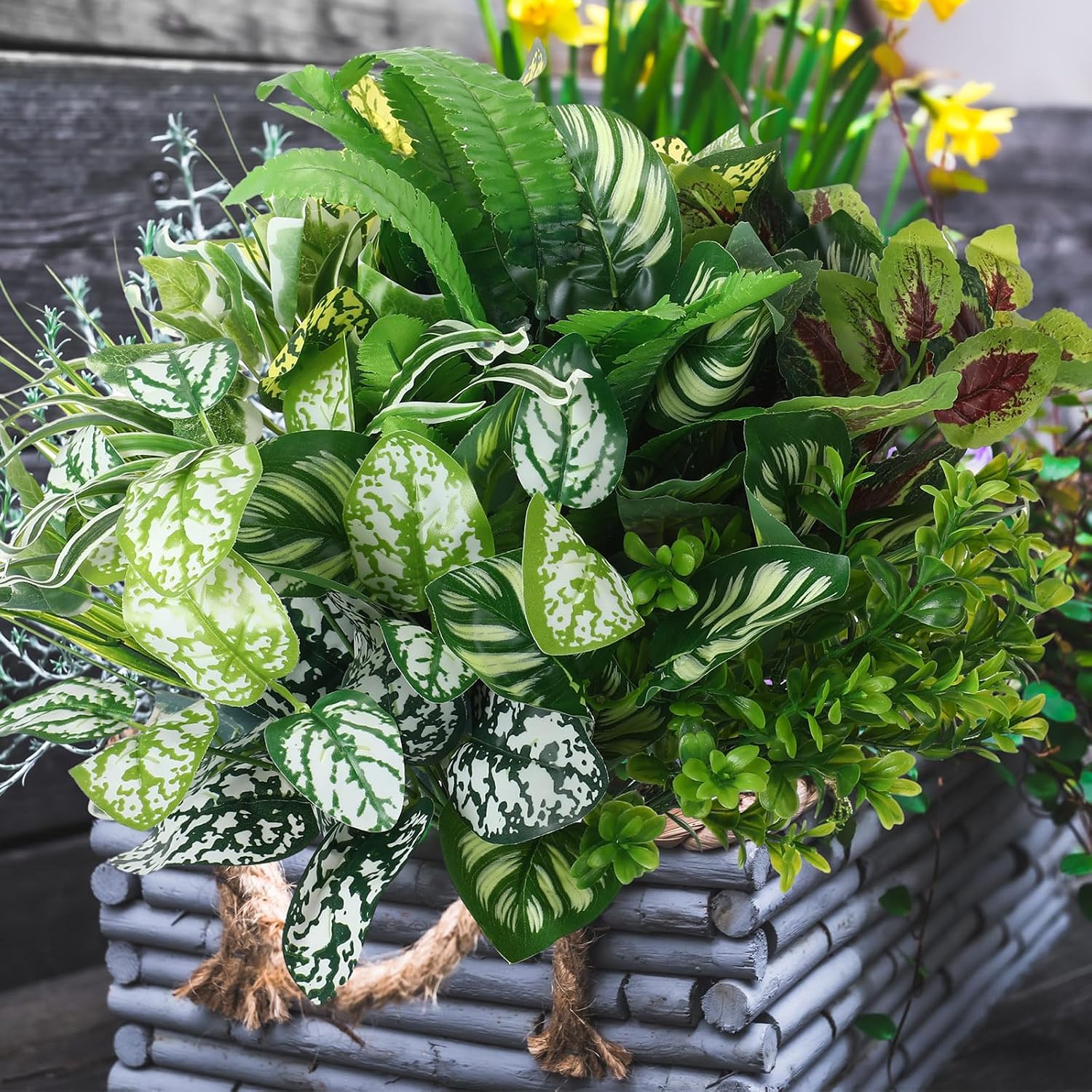 Cindeer 24 Pcs Artificial Flowers Planters for Outdoors, UV Resistant Faux Fake Greenery Plastic Plants Outdoor Indoor for Spring Summer Decors Wedding