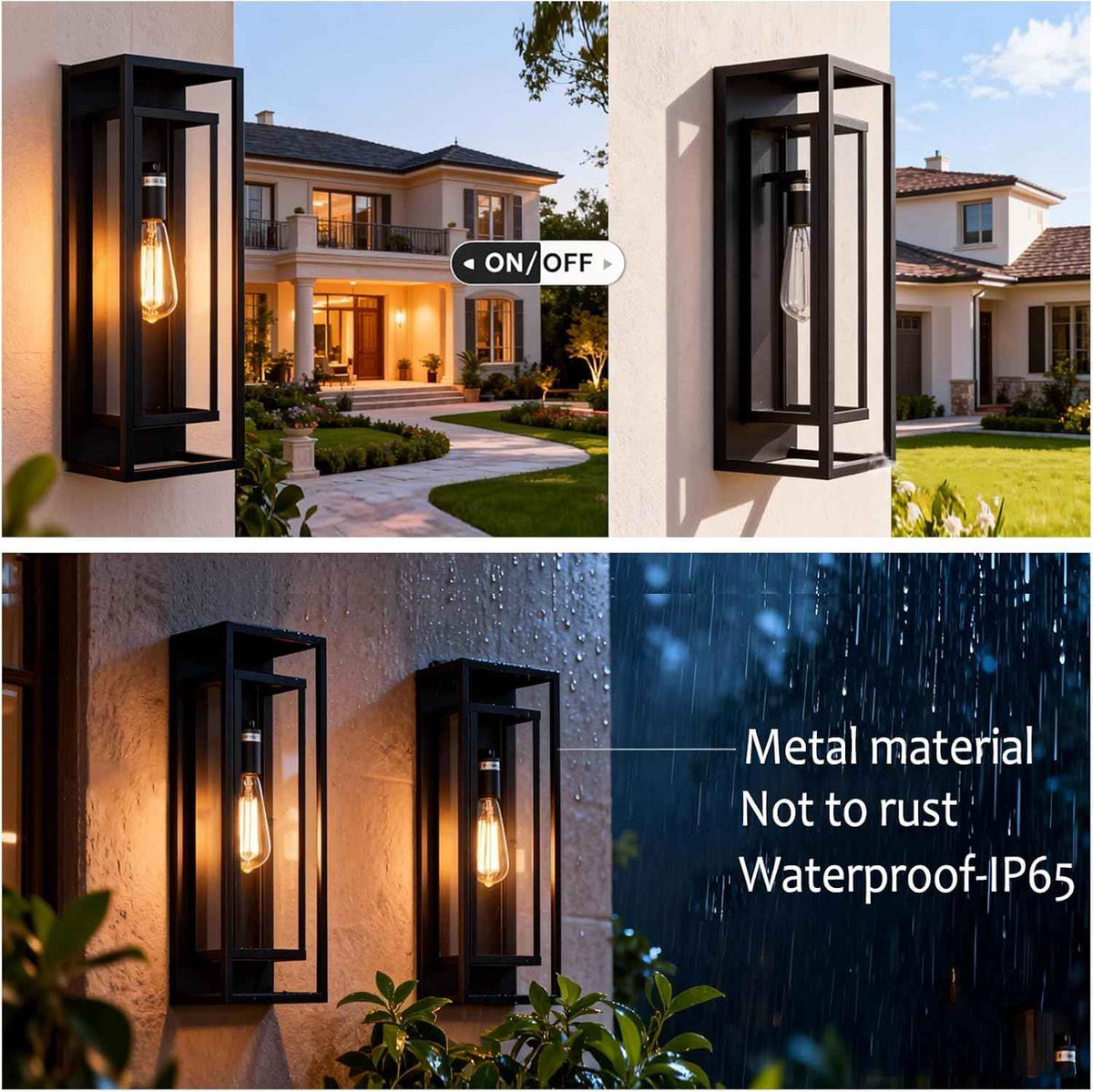 18 Inch 2 Pack Outdoor Wall Lantern Light Fixture，Large Black Exterior Wall Sconce with Clear Glass | Waterproof Anti-Rust Porch Light with E26 Socket for Entryway, Patio, Garage