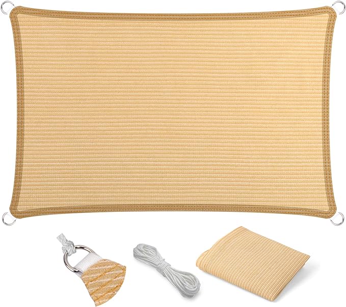 Eden's Decor Straight Flat-Edged Sun Shade Sail Rectangular 4' x 20' Beige by EdensDecorInc