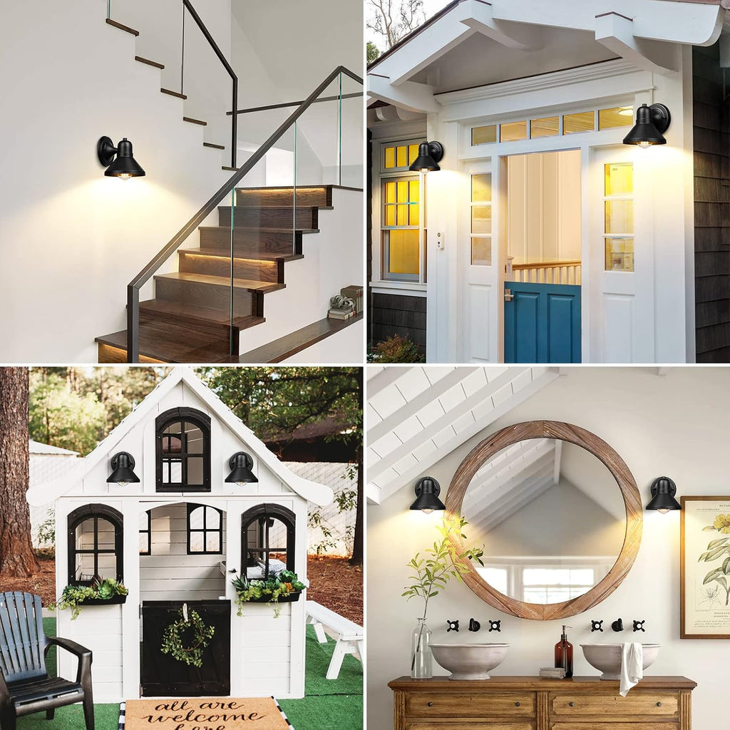 Brightever Outdoor Lanterns, 2-Pack Exterior Light Fixtures, Waterproof Anti-Rust Black Wall Mount Lights, Small E26 Socket Outside Lights for House, Front Porch, Playhouse, Garage