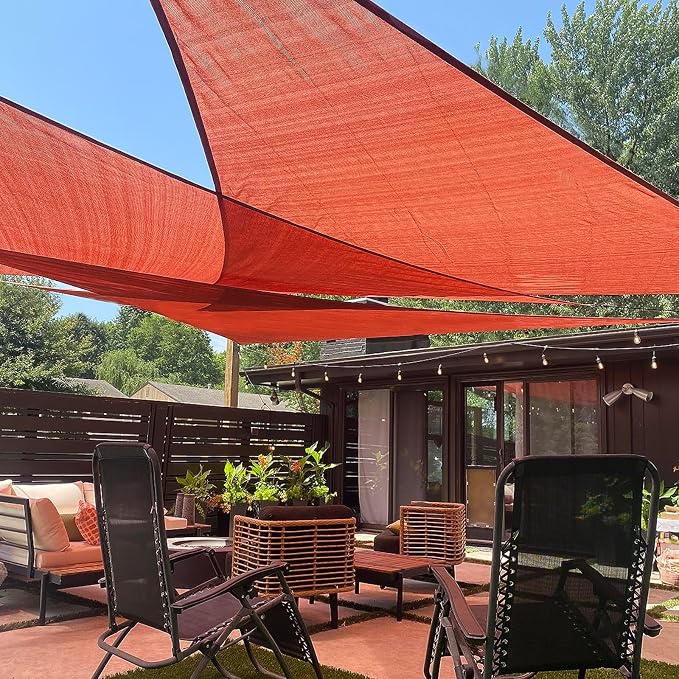 LOVE STORY Custom Size 8'x8'x8' Terra Red Sun Shade Sail Triangle Sunshade by LOVESTORY