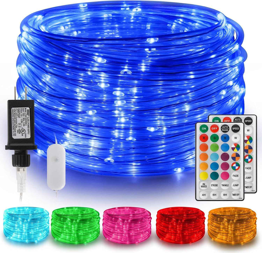 Gvwoxm 98FT 300 LED Changing Rope Lights, Waterproof Remote String Lights | 18 Colors, Timer, 5 Modes,Plug-in Camping Light Strings for Outdoor/Indoor, Camping, Classroom, Party, Festival Decoration