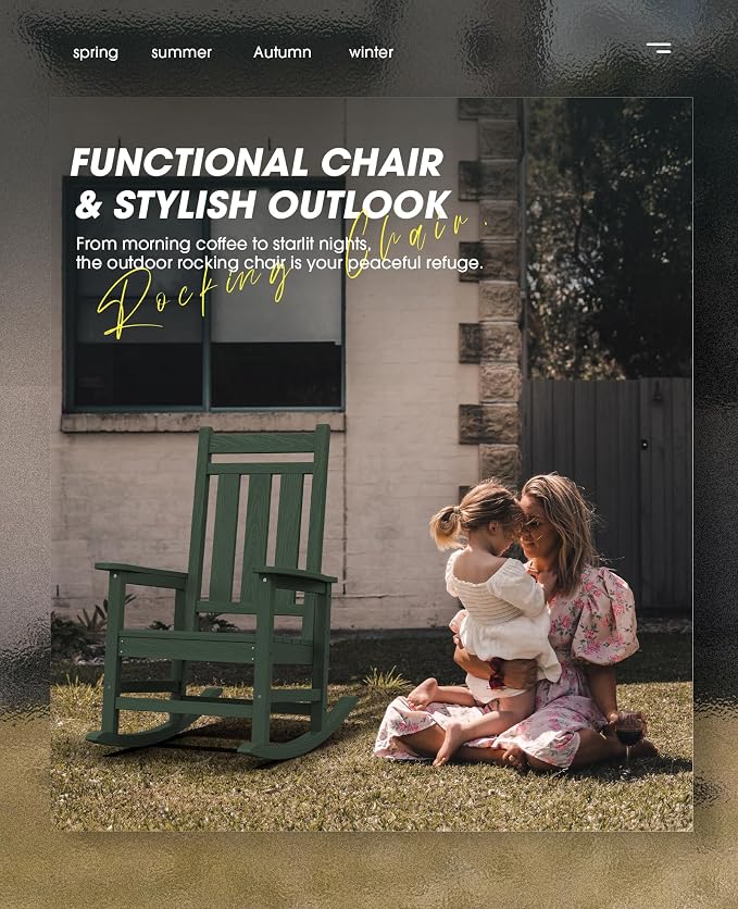 KINGYES Oversized Outdoor Rocking Chair Set of 2, All-Weather Patio Rocking - Image 6