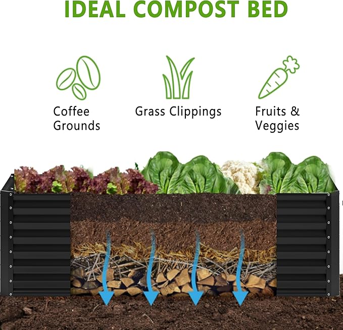 8x4x2FT Galvanized Raised Garden Bed, Planter Raised Beds-Metal Garden Box - Image 3