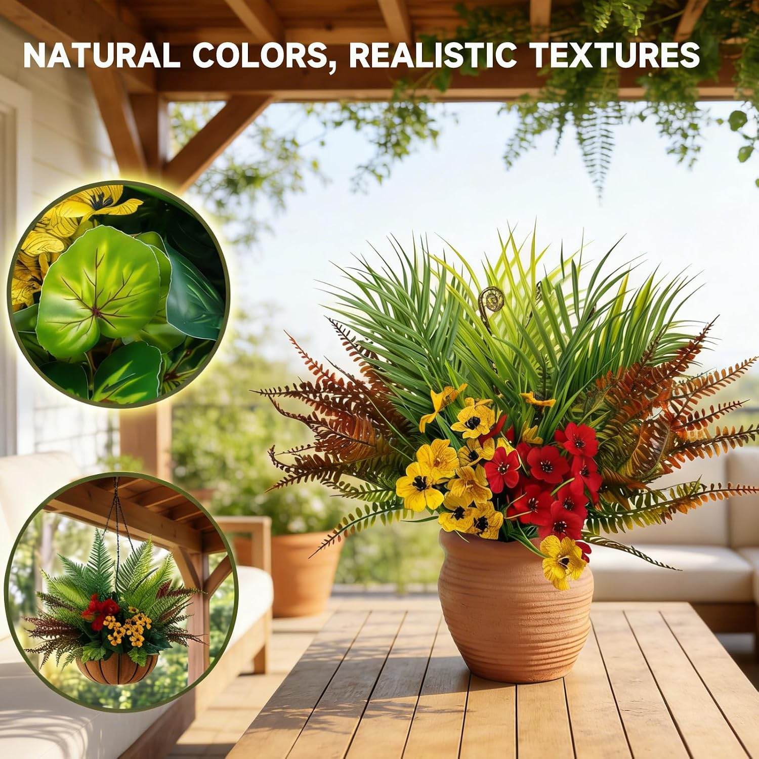 22 Bundles Outdoor Artificial Plants Greenery Stems UV Resistant Faux Plants for Outside Fake Stems Plastic Leaves for Front Porch Home Decor Garden Porch Planter
