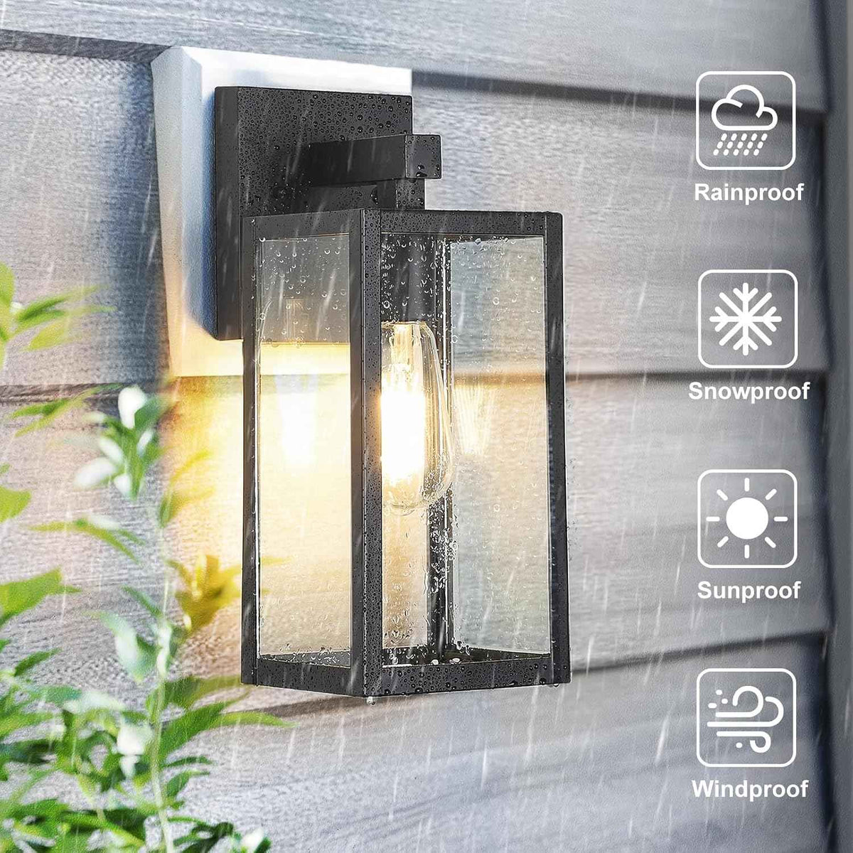 MAXvolador Outdoor Wall Light Fixture, Exterior Waterproof Wall Lantern | Porch Wall Sconce Black, Anti-Rust, E26 Socket, Clear Glass, Outside Wall Mount Light, Front Door Lighting for Patio Garage