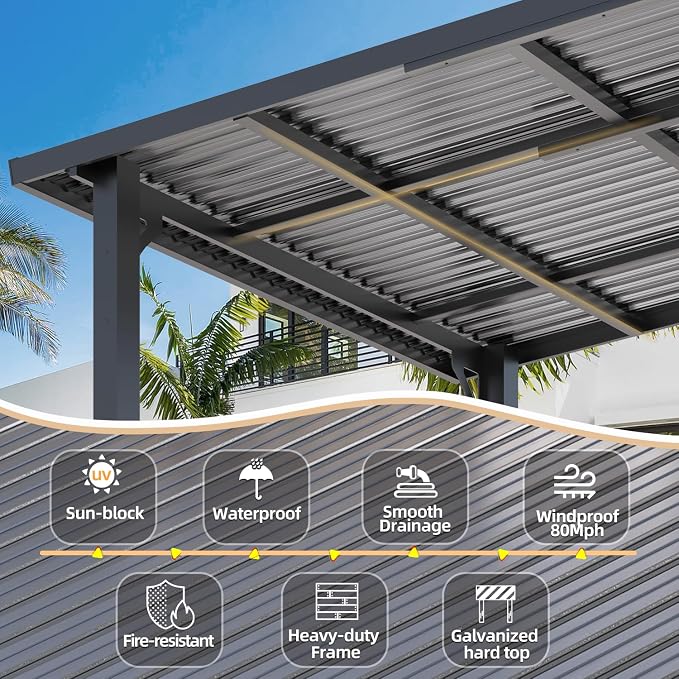 AECOJOY 12' x 8' Outdoor Hardtop Gazebo Pergola - Image 2