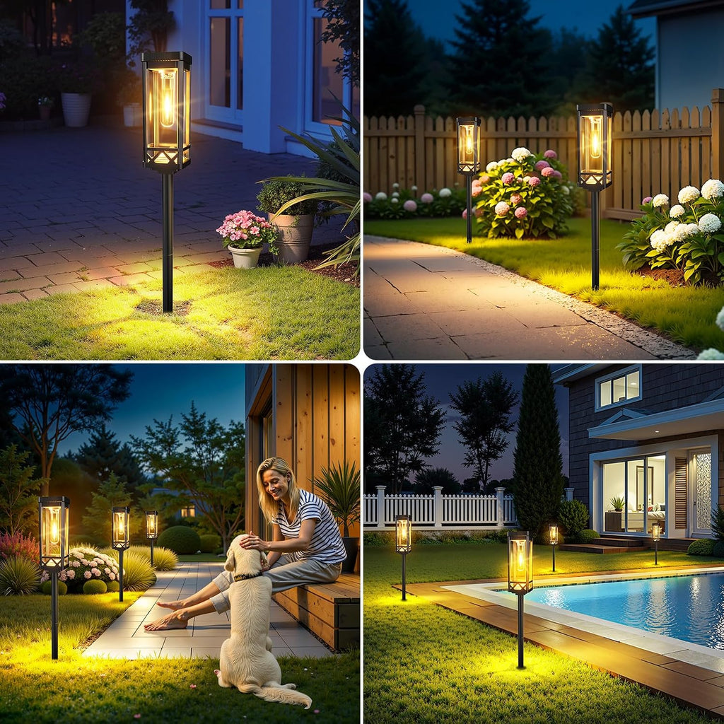 KOOPER Taller Solar Pathway Lights Outdoor, 8 Pack Upgraded Brighter Solar Garden Lights Solar Powered, Up to 15 Hours Outdoor Solar Lights for Yard Landscape Walkway Driveway Sidewalk (Warm White)