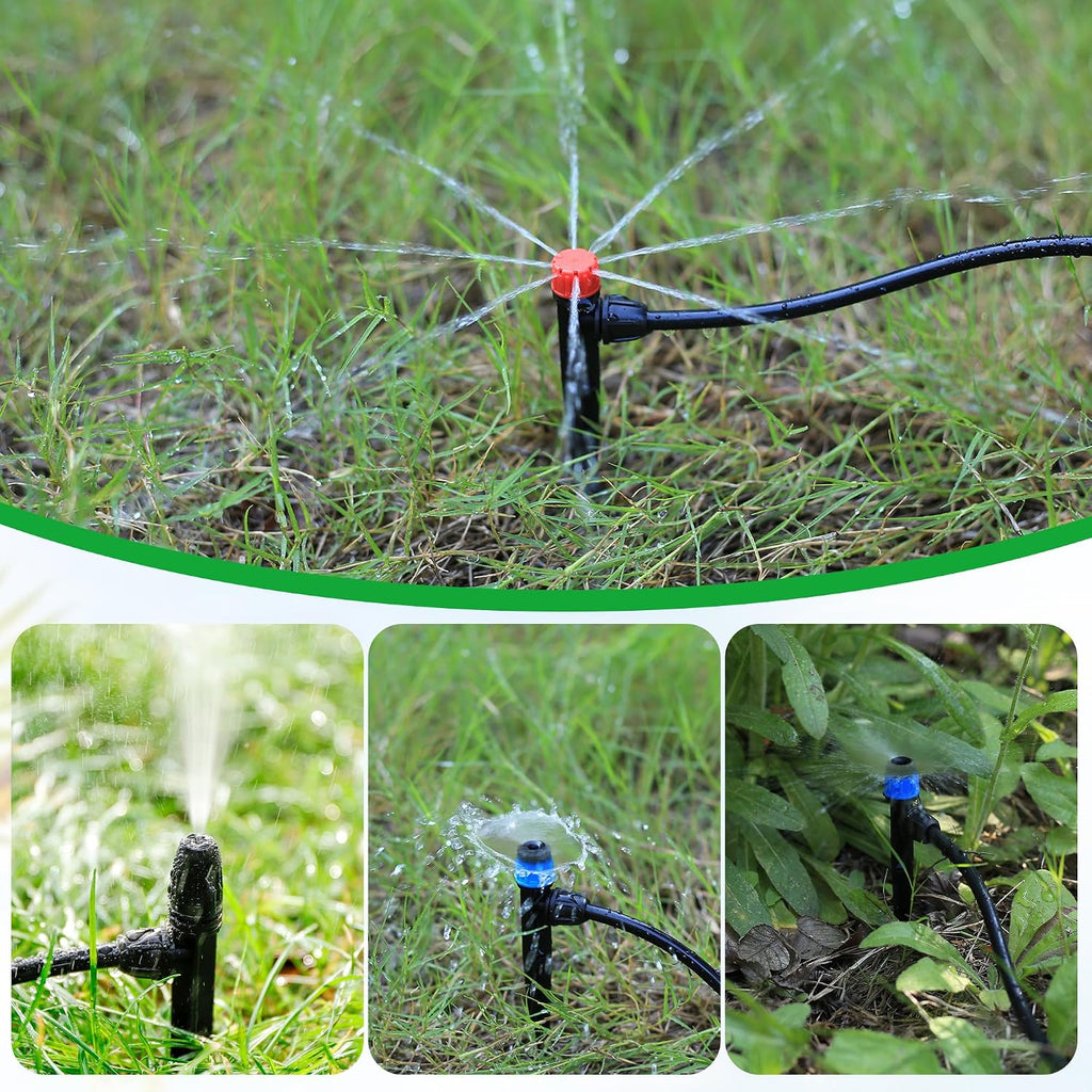 FULAIERGD60 Pcs Drip Irrigation Sprayer Emitters for 1/4" Irrigation Tubing | Adjustable Irrigation Misting Emitters Irrigation Drippers,3 Style Drip Micro Sprinkler Nozzles for Garden Water System