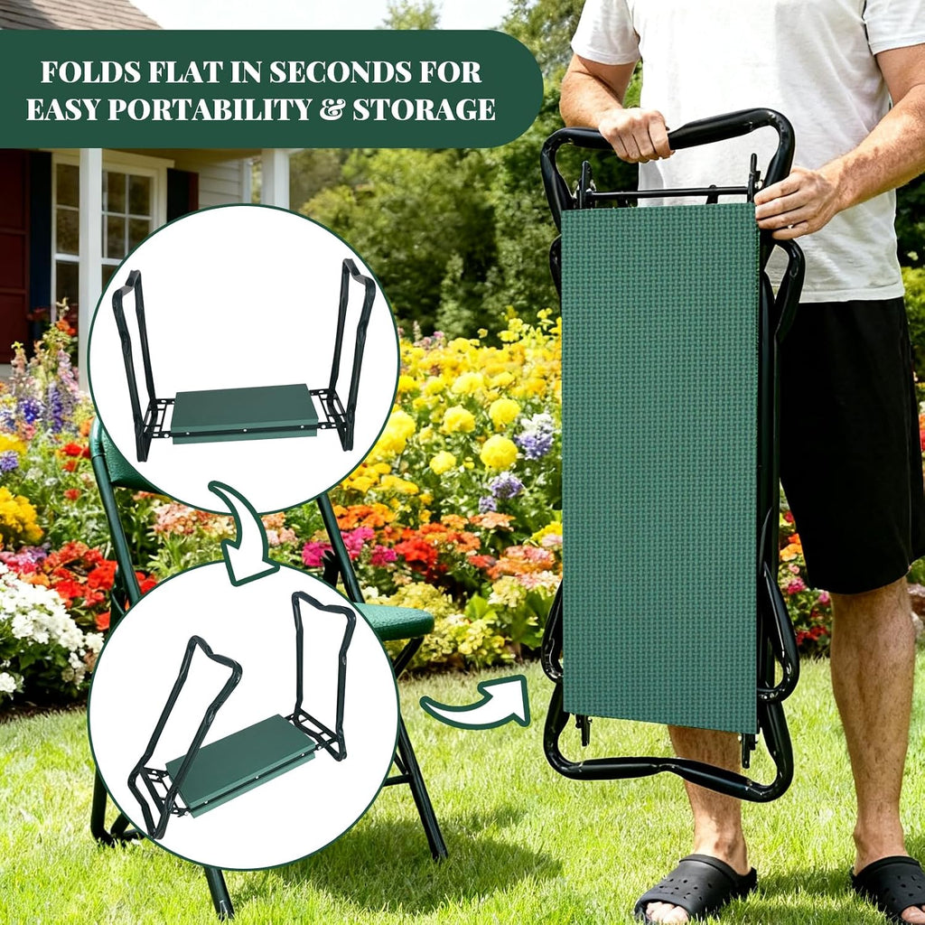 RAIN SPIRIT Garden Kneeler and Seat Gifts Foldable Gardening Stool | with Thicken & Widen Soft Kneeling Pad,Garden Kneeler and Seat, Gardening Gifts for Women Mom Men Seniors