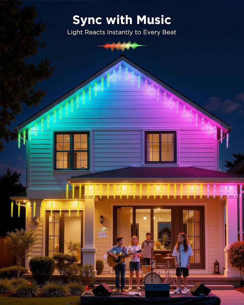 Brightown Smart Icicle Lights for Outside - Color Changing Christmas Lights | 31.2ft with 20 Tubes 100 LED Christmas Lights Decoration, APP Controlled RGB Customize Display DIY Dynamic Lighting Effect