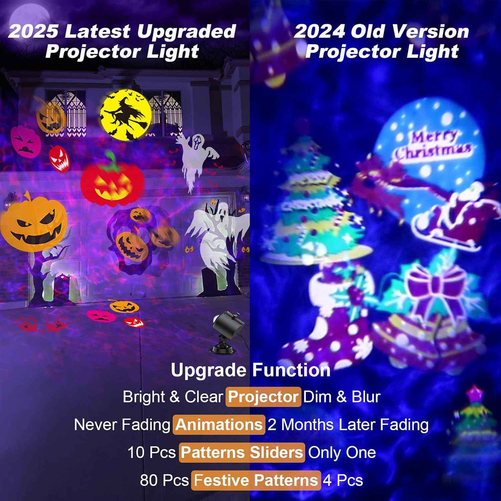 2026 Upgraded Halloween Projector, 8 Patterns (Ocean Wave & Patterns),8 Theme Waterproof Holiday Projector with Remote for Halloween,Christmas,Happy New Year