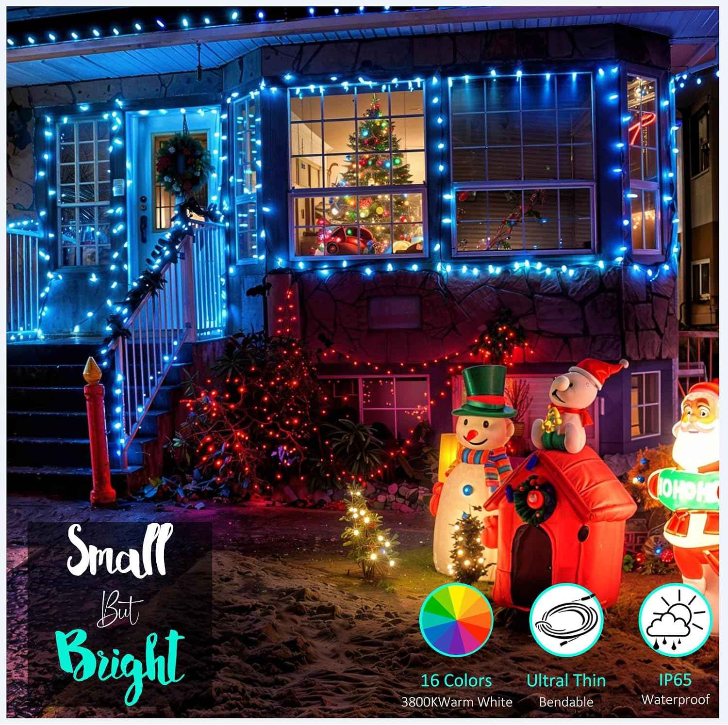Outdoor String Lights, Rope Lights with Remote, Waterproof String Lights Outdoor Fairy Lights Twinkle Lights for Wedding, Patio, Pool, Christmas