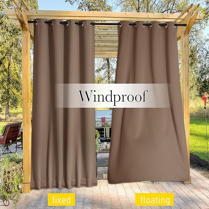 NICETOWN 2 Panels Blackout Patio Waterproof Outdoor Curtains, Thermal Insulated - Image 6