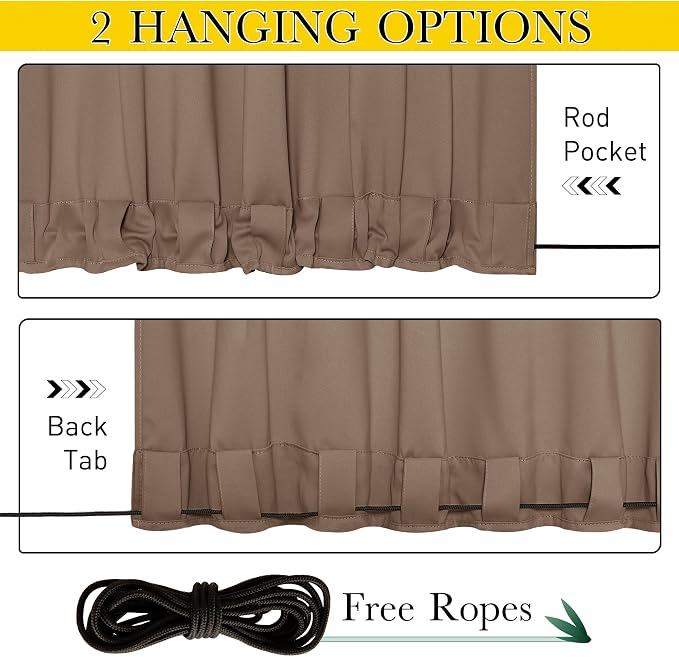 NICETOWN 2 Panels Blackout Patio Waterproof Outdoor Curtains, Thermal Insulated - Image 3