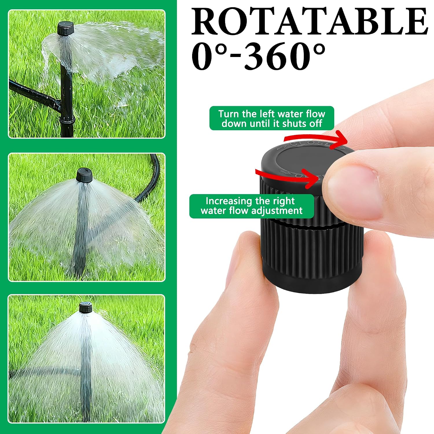 16 Pcs Mushroom Bubbler Sprinkler Head with Flow Control, Black | Shrub Head Bubbler, Drip Irrigation Sprinkler Shrub Head for 1/2 Inch Hose External Thread Garden Watering System