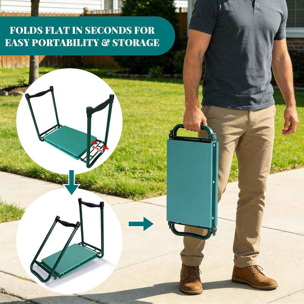Garden Kneeler and Seat Gift for Women, Men, Seniors, Mom, Dad | Heavy-Duty with Two Tool Bag Extra-Wide 11.02" Foldable Gardening Stool for Knee & Back Support , Portable Bench Perfect