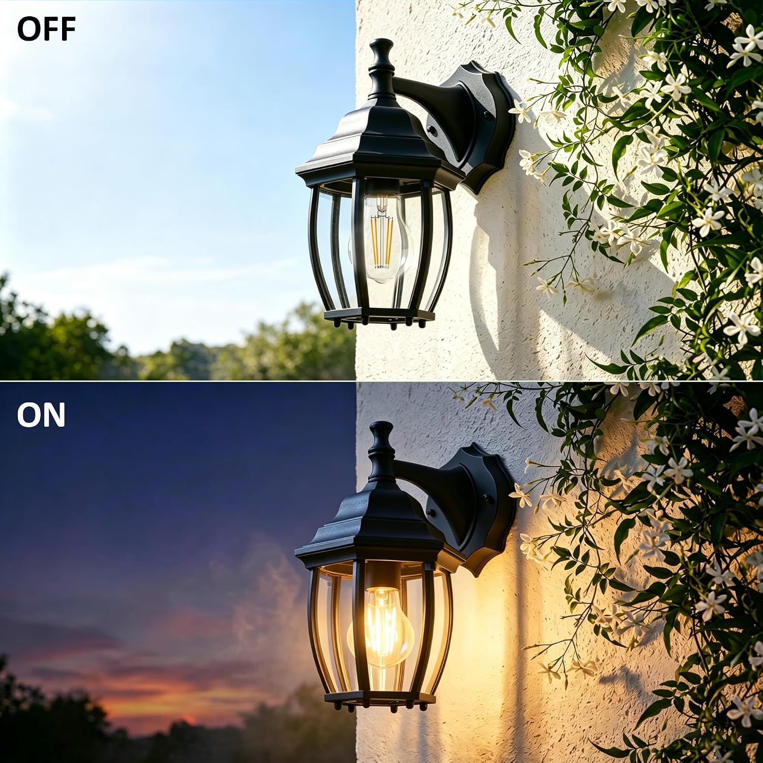 LIT-PaTH Outdoor Wall Light Fixture, Rustproof Aluminum Glass, Black | Large Exterior Porch Light Wall Sconce Lantern for House, Patio, Garage, Waterproof, E26 Socket 60W Max
