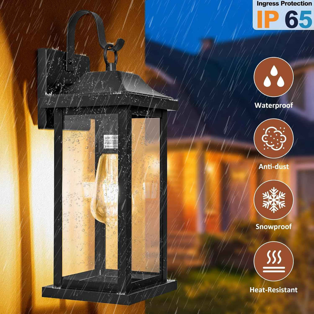 2-Pack Large Outdoor Light Fixtures Porch Lights Exterior Black | 17” Outdoor Sconces Wall Lighting for House Modern, Anti-Rust Waterproof Outside Sconces, Porch Wall Lanterns, ETL List