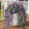 INQCMY Artificial Fake Hanging Flowers Plants for Outdoor Summer Decoration | 2 PCS Faux Silk Daisy with Eucalyptus Leaves,UV Resistant Look Real for Outside Home Planter Porch Patio Balcony Yard Decor