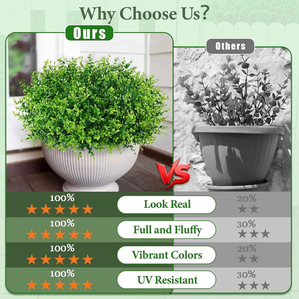 Yastouay Artificial Flowers for Outdoors UV Resistant, 22 Bundles Green Realistic Fake Outdoor Flowers Fake Plants, Faux Flowers for Outdoor Planters Front Porch Garden Window Box Farmhouse Decor