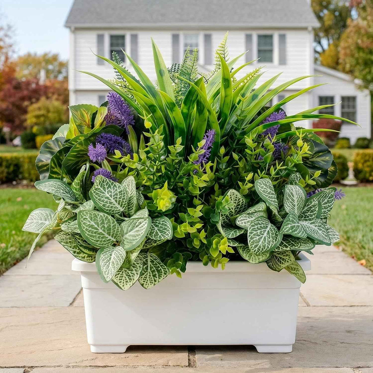 LUNETH 12PCS Artificial Plants Outdoor, Faux Plants UV Resistant Realistic Artificial Greenery for Patio Garden Front Porch Decor Fake Plants for Outdoor