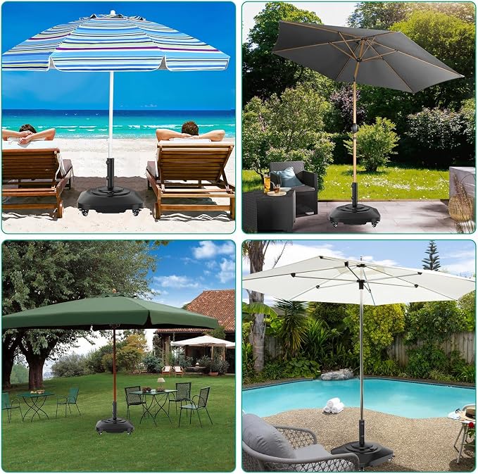 Umbrella Base with 5 Wheels, Upgraded 145lb Umbrella Stand Base, Heavy Duty & - Image 8