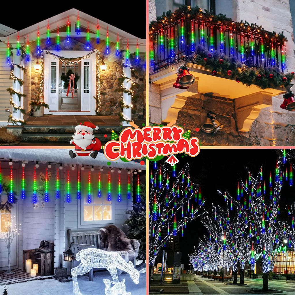 KNONEW 40 Tubes 1440 LED Meteor Shower Lights Christmas Lights Outdoor | 16 Inch Meteor Lights Waterproof Plug in Falling Rain Lights for House Xmas Tree Wedding Party Garden Yard Decorations