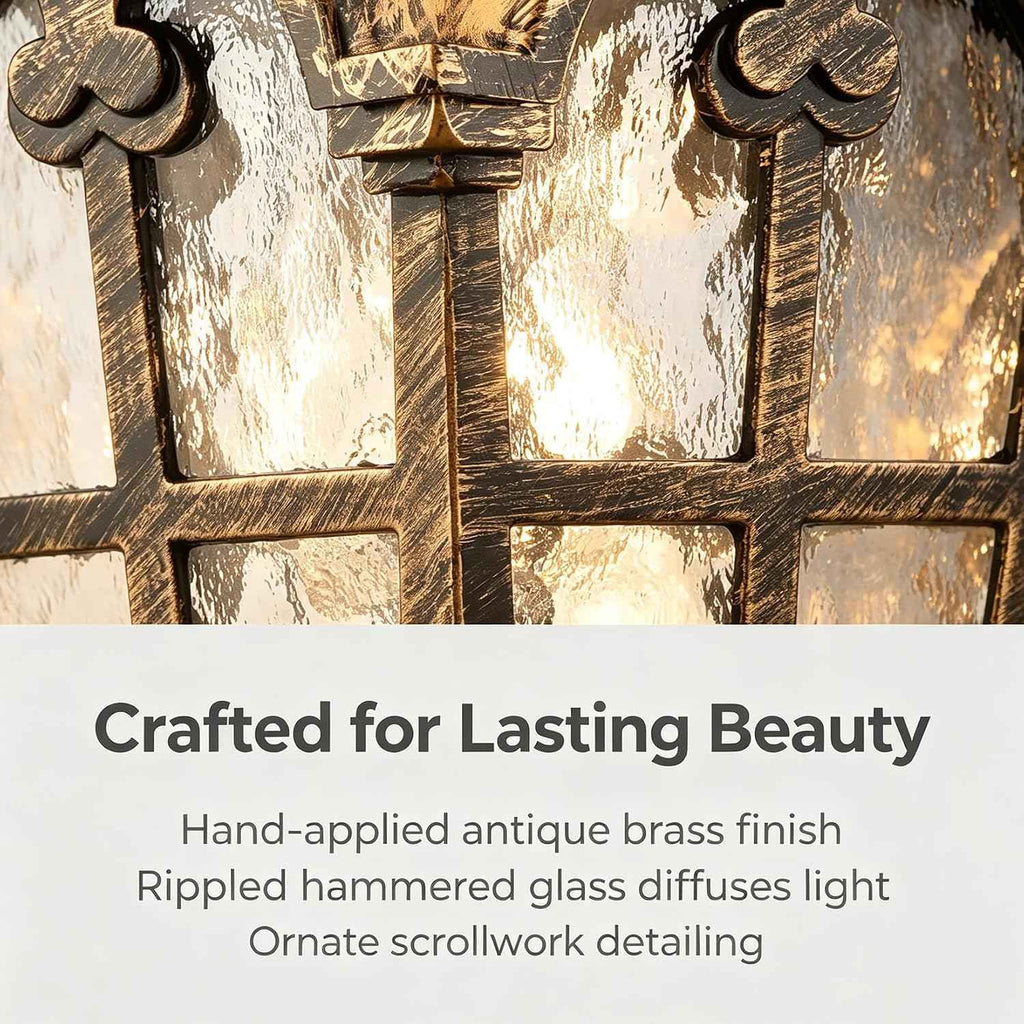 YUBOLE Outdoor Wall Lights Waterproof Wall Sconce Hammered Texture Glass | Exterior Wall Lantern for Front Porch Patio Garage Weather Resistant, Antique Brass