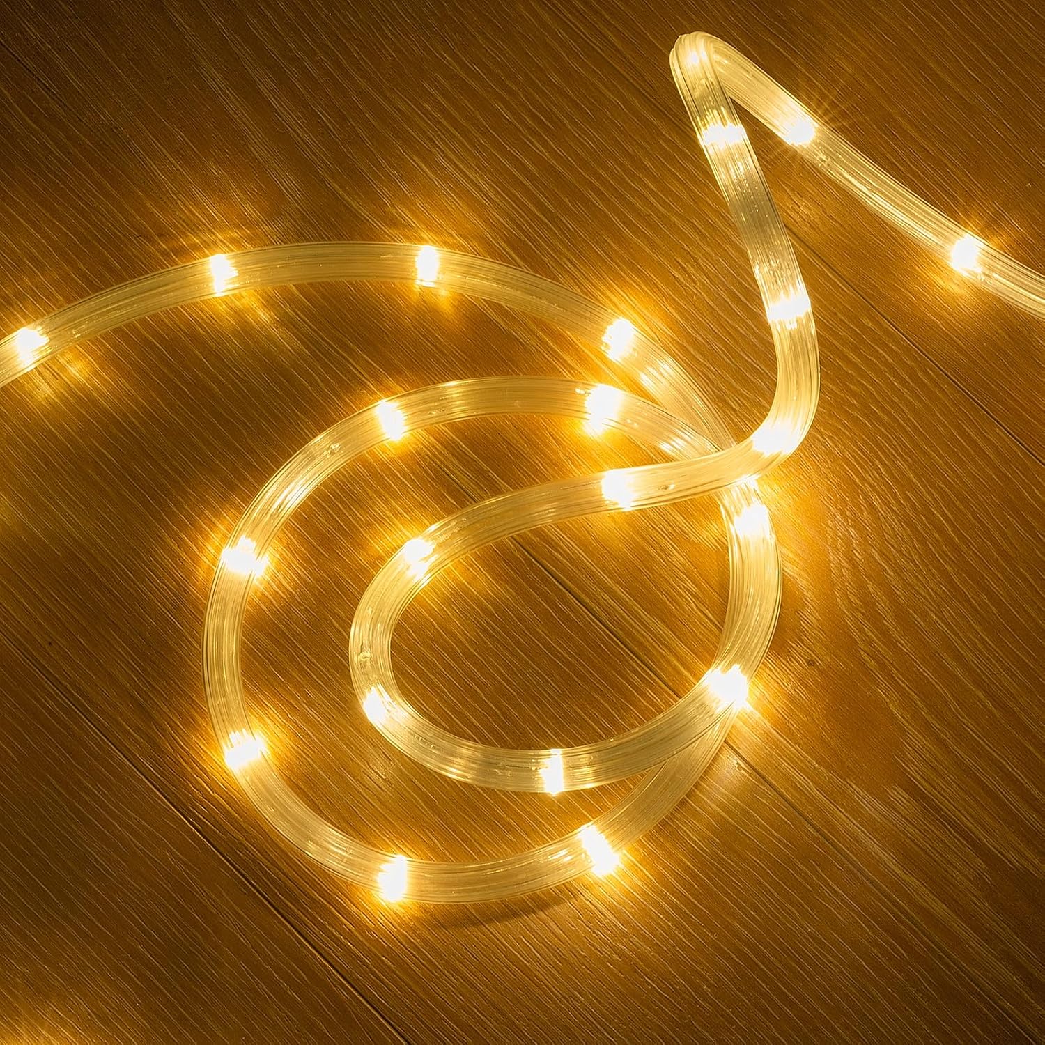 33ft Rope Lights Outdoor,String Lights with Plug & Remote- 8 Modes,360° Glow,Waterproof Flexible Ripple Tube Warm White LED Rope Lighting for Outdoor/Indoor,Garden,Wedding,Pool,Patio,Bedroom Decor