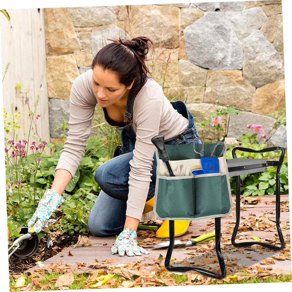 Garden Kneeler Tool Bag Large Multi-Pocket Tote with Durable 600D Fabric Storage Pouch for Gardening Tools Organizer and Easy Carry