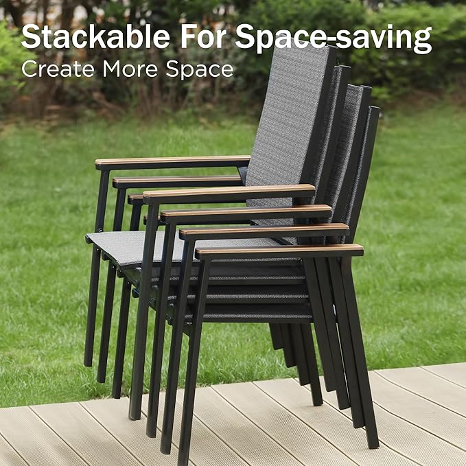 PHI VILLA 9 PCS Patio Dining Set, All-Weather Outdoor Furniture - Image 2